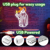 Candle Ghost LED Wall Light Halloween Bedroom Decor LED Neon Sign Rural Cabin Holiday Party Men Cave Kid Room Interior Wall Lamp