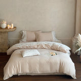 Vintage French Flowers Embroidery Bedding Set Double Layer Crepe Yarn Pure Cotton Duvet Cover Flat/Fitted Bed Sheet Pillowcases