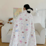 Ikeehome  new printed milk wool lamb wool blanket double-sided cute cartoon office lunch break blanket student dormitory blanket