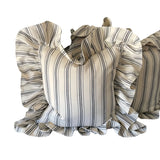 Beige Grey Striped Pillow Case Aesthetic Retro Sofa Cushion Cover Washed Cotton Lumbar Pillow Cover Ruffled
