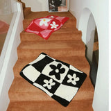 Checkerboard Flower Fluffy Tufting Bathmat Nordic Soft Plush Anti Slip Bathroom Carpet Entrance Rug Mat Kitchen Toilet Floormat