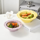 2pcs Set Simple Cheese Salad Bowl Household Ceramic Cream Tableware Household Desserts Breakfast Oatmeal Bowl Fruit Salad Bowl