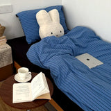 Vintage Sle Waed Cotton Bedding Set Soft Striped Quilt Cover Student Dormi Tee Piece Bed Canopy Four Piece Bedding Set