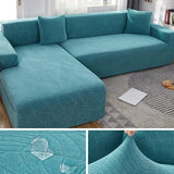 Water-resistant Thicken Sofa Cover 1/2/3/4 Seaters Leaf Jacquard Solid L Shaped Slipcover Elastic Full Wrap Corner Couch Cover