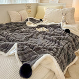 Ikeehome  new small fresh thickened milk fleece four-piece coral fleece winter warm student four-piece set