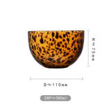 Amber Leopard Print Glass Cups Bowls Set Retro Drinking Glasses Beer Mugs Vintage Salad Dessert Cereal Bowl Creative  Glassware
