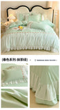 Lace Bedding Set for Girl Ruffle Brushed Soft Microfiber Princess Style Queen Duvet Cover Set Bed Sheet Pillowcases Home Textile