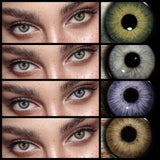 Yearly Disposable Cat Eyes Colored Contact Lenses 1 Pair Grey Brown Natural Small Pupil Beauty Makeup Color Contacts