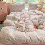 Oxygen Double Layered Four-Piece Bedding Set Fresh Floral Duvet Cover Bed Sheet Bed Canopy Student Dormitory 3-Piece Set
