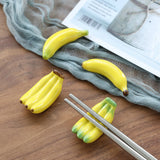15pcs Creative Home Desktop Decoration Fresh Ceramic Craftsmanship Banana Fruit Chopstick Holder Home Daily Decoration Ornaments