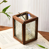 Begonia Glass Solid Wood Pen Holder Vintage Style Desktop Organizer Creative Stationery and Makeup Brush Storage Box