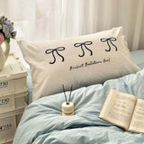 White Cotton Embroidery Bow Tie Throw Pillow Cover Soft Home Textile Cushion Cover Bed Sofa Decorative Long Pillowcase