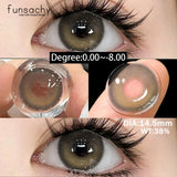 1pair Myopia Contact Lenses Colored for Eyes Lenses with 0 to -8.00 Graduation Blue Pupils Color Lens with Diopters