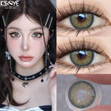 1Pair Hot Selling Colored Contact Lenses for Eyes With Diopters 0~-8.00 Degree Green Makeup Lens Soft Korea Beauty Pupils