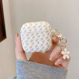 New Silicone Printing Full Screen Flower Metal Keychain Soft Earphone Protective Case For AirPods 1 2 3 4 Pro 2 Protection Cover