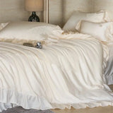 French Lace Ruffles Princess Wedding Bedding Set 1000TC Lyocell Cotton Queen King Size Duvet Cover Bed Sheet Pillowcases 4Pcs