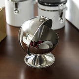 Stainless Steel Storage Jar Sphere Storage Jar with Flip-Top Lid  Modern Round Desktop Organizer for Kitchen Home Office
