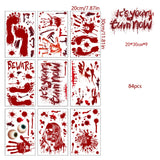 3D Halloween Decorations 84pcs Halloween Window Clings 9 Sheets Bloody Handprint Footprint Halloween Wall Decal Floor Clings