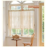 Retro Coffee Cotton Linen Kitchen Half Door Decorative Partition Linen Short Curtains