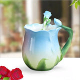 Family Afternoon Tea Ceramic Coffee Cup Set, High-quality Teapot , Creative Enamel Colored Handcrafted Rose Tea Set, Friend Gift