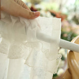 Window Valance White Lace Floral Sheer Short Curtain Rod Pocket French Style Solid Valances for Kitchen Window W140xL40cm