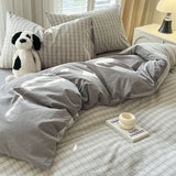 Grey Plaid Bedding Set Ins Style Nordic Duvet Cover Flat Sheet Pillowcases No Filler Full Queen Size Girls Boys Home BedSpread