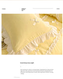 Korean Princess Style Bowknot Bedding Sets Lace Duvet Cover Fitted Sheet For Girl Woman Bedroom Decor Bed Linens Home Textiles