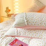Floral Princess Style Korean Bed Skirt Bed Sheet flowers Lace Quilt Cover Ins Bedding For Girls Luxury Home Textiles