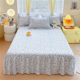 1PC 100%Cotton Bed Skirt Queen/King Size Floral Printed Bed Sheet with Ruffles falda de cama Full Size Bed Skirt for Single Bed