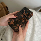 Brown Amber Retro Leopard Print Tpu Gloss Phone Case For iPhone 17 16 15 14 13 12 11 Pro Max 14/15 Plus 17 Air Soft Back Cover