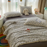 Printed Floral Summer Quilt Four Piece Set Soft Bedroom Decor Bedding Set Summer Quilt Bed Sheet With Pillowcases Home Textiles