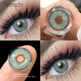 1pair Myopia Contact Lenses with Degrees Colored Natural Lenses 0 to -6.00 Degrees Graduation Blue Pupils Lenses Eyes