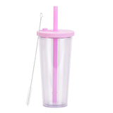 700ml,Double-Layer Straw Cup/MUG,Drinkware,Environmentally Friendly Plastic,Large Diameter,Transparent Milk Tea Cup,Holiday Gift