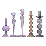 European Style Hand Blown Lilac Glass Candle Holder High Quality Decorative Wedding Table Centerpiece Party Decor Candlestick