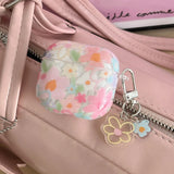 Transparent Oil Painting Flower Shockproof Protector With Keychain For AirPods 1 2 3 4 Case For AirPods Pro 2 Protection Cover