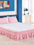 4 Layers Ruffled Bed Skirt Wrap Around Elastic Bed Skirt Bed Cover Without Surface Home Hotel Bed Skirt Twin /Full/ Queen/ King