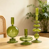 Modern Bubble Shaped Glass Candlestick Holder Set Taper Candle Stand Elegant Desktop Decoration for Party Living Room Banquet