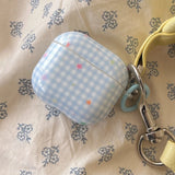 Blue Plaid Star + Lanyard Earphone Case Suitable for Apple for Airpodspro2 Case/For Airpodspro Case/For Airpods4 Case/For Airpods3 Case/For Airpods2 Case/Fashionable Women's Earphone Case/Simple Earphone Case