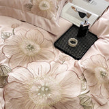 High end Flowers Embroidery Duvet Cover Set 1000TC Egyptian Cotton Bedding Sets Luxury Quilt Cover Fitted Bed Sheet Pillowcases