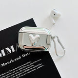 Luxury Silver Plating Love TPU Soft Shell For AirPods 1 2 Pro Case Air pods 3 Bluetooth Earphone Charging Box Cover With Keyring