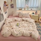 100% Cotton Bedding Set Cartoon Cute Animals Duvet Cover Set Bed Linen Flat Sheets Set 2 Pillowcases Single Double Queen Size