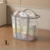 Foldable Mesh Laundry Basket Portable Storage Bag Space Saving Organizer for Clothes Home Travel Laundry Room Large Capacity