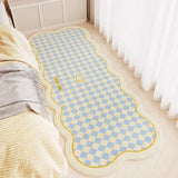 Special-shaped Runner Rug Pink Plaid Bow Bedroom Bedside Carpets Fashionable Ins Creative High-end Coffee Table Mats 러그 Alfombra