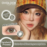 Apple Green Colored Contact Lenses 2pcs Half Year Sandwich Craft Mist Gradient Soft Lens Natural Eyes Look Lens
