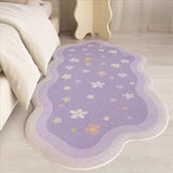 Bedroom Bedside Rug Soft Comfortable Fluffy Faux Cashmere Carpet Modern Style Moss Flower Pattern Irregularly Shaped Floor Mat