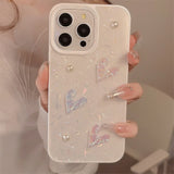 Phone case for 13 iphone 15 pro max 15pro 13pro 11 15promax 14 12promax 12 3D pearl love light shell elegant anti-fall conque