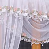 1PC French Floral Lace Sheer Curtain, Romantic Rose Trim Semi‑Transparent Gauze, For Living Room, Sweet Housewarming Gift