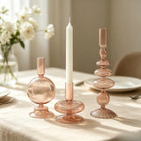 Modern Bubble Shaped Glass Candlestick Holder Set Taper Candle Stand Elegant Desktop Decoration for Party Living Room Banquet