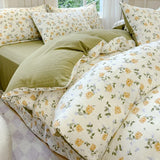 Ikeehome  Class A super soft jacquard cloud yarn cotton four-piece set, bed sheet, bed hat, quilt cover, student dormitory bed