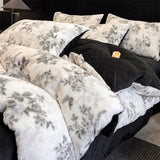 New autumn and winter thickened warm and comfortable rabbit plush four-piece set student dormitory three-piece bedding